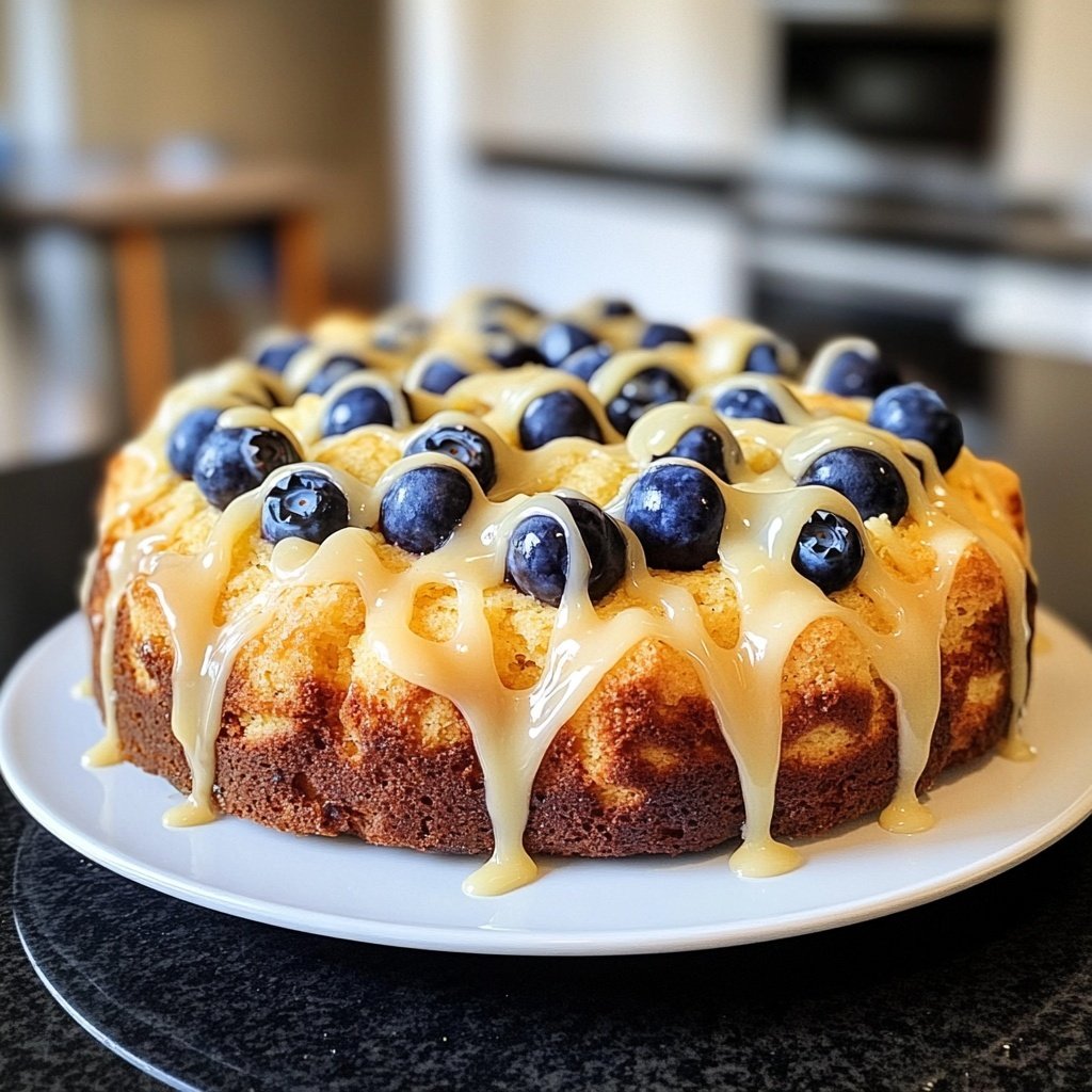Zitronenkuchen mit Blaubeeren