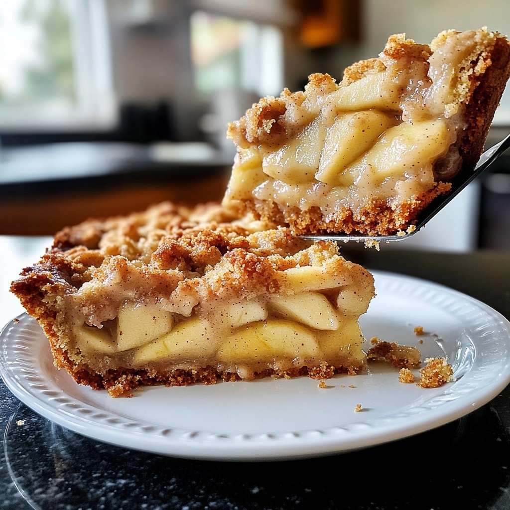 Traditioneller Apfelkuchen mit Pudding und Zimtstreuseln