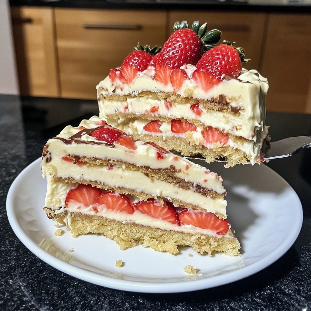 Herztorte mit Erdbeeren und weißer Schokolade