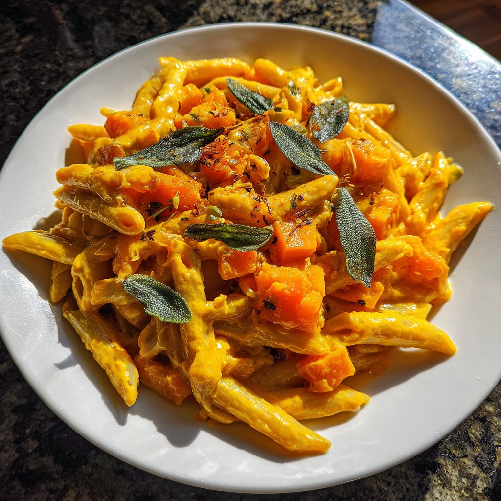 Penne mit Kürbis und Salbei