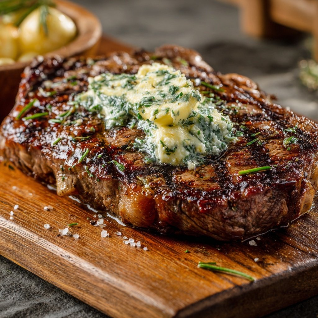 Gegrilltes Rindersteak Mit Knoblauch Kräuter Butter